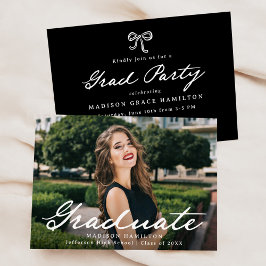 Elegante Vintage Script Foto Afstudeerfeest Kaart