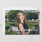 Elegante Vintage Script Foto Afstudeerfeest Kaart (Voorkant)