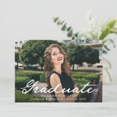 Elegante Vintage Script Foto Afstudeerfeest Kaart (Staand voorkant)