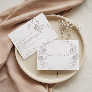 Elegante Vintage Sepia Bloemen Net Getrouwd