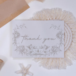 Elegante Vintage Sepia Bloemige Trouw Huwelijkskaa Bedankkaart