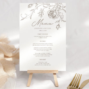 Elegante Vintage Sepia Bloemige Trouwmenu Menu
