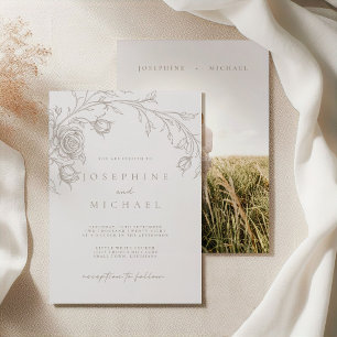 Elegante Vintage Sepia Bruiloft Kaart
