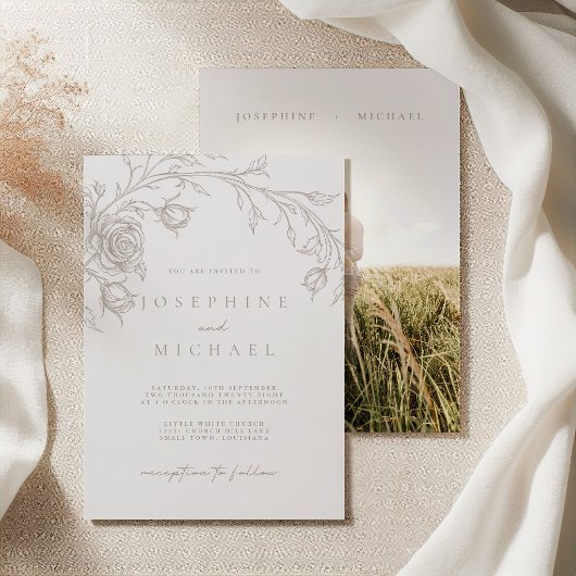 Elegante Vintage Sepia Bruiloft Kaart
