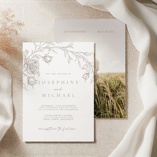 Elegante Vintage Sepia Bruiloft Kaart