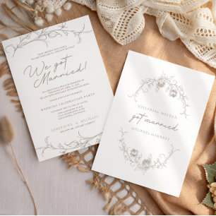Elegante Vintage Sepia Huwelijksaankondiging Aankondiging