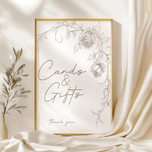 Elegante Vintage Sepia Huwelijkskaart & Cadeaus Bo Poster