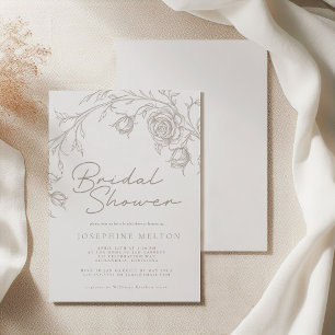 Elegante Vintage Sepia Roos Bruiloft Borrel Kaart