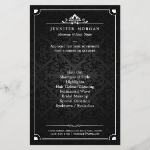 Elegante Vintage Shadow Damask Schoonheidssalon Flyer