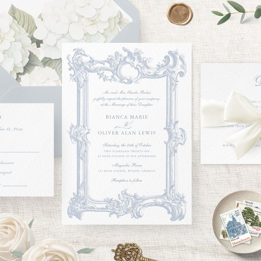 Elegante Vintage Sierlijst Trouw Kaart