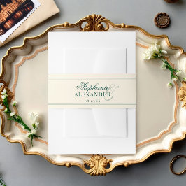 Elegante Vintage Smaragd & Ivoorkleurige 'Old Mone Uitnodigingen Wikkel