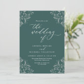 Elegante Vintage Smaragdgroene Bruiloft Kaart (Staand voorkant)