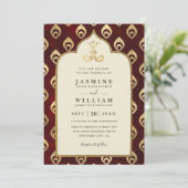 Elegante vintage smaragdgroene pauw QR-code trouw Kaart (Staand voorkant)
