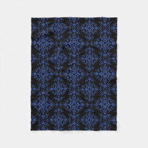 Elegante vintage stijl damast blauw zwart fleece deken