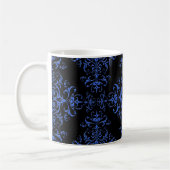 Elegante vintage stijl damast blauw zwart koffiemok (Links)