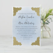 Elegante Vintage Stofblauw Goud  Kaart (Staand voorkant)
