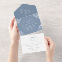 Elegante Vintage Stofblauwe Bruiloft