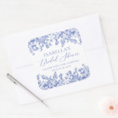 Elegante vintage stoffig blauwe bloemrijke bruidsd vierkante sticker (Envelop)