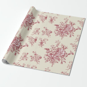 Elegante vintage stoffige roze bloemen op beige cadeaupapier