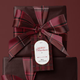 Elegante vintage tartan kerstcadeaukaart cadeaulabel
