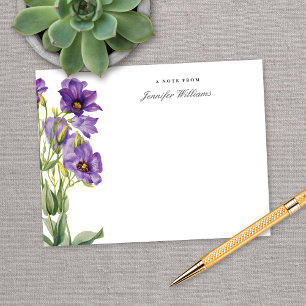 Elegante Vintage Texas Bluebell Bloem met naam Notitiekaartje