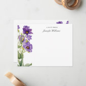 Elegante Vintage Texas Bluebell Bloemen met naam Notitiekaartje (Voorkant / Achterkant in situ)