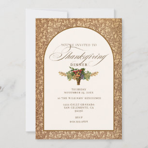 Elegante Vintage Thanksgiving-diner Kaart