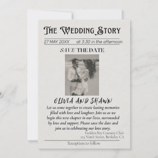 Elegante Vintage "The Wedding Story" Save the Date Kaart