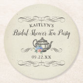 Elegante Vintage Theepartij | Bruidsmeisjes Ronde Kartonnen Onderzetter (Voorkant)