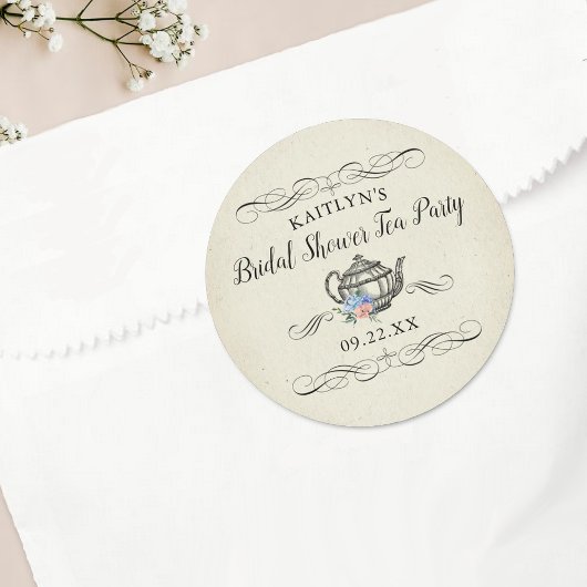 Elegante Vintage Theepartij | Bruidsmeisjes Ronde Sticker