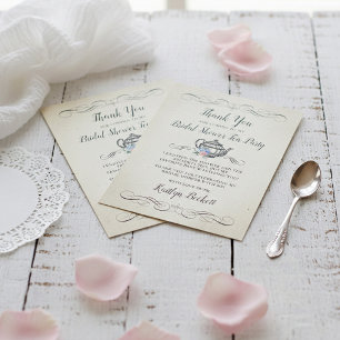 Elegante Vintage Theepartij   Bruidsuitnodiging Bedankkaart