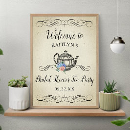 Elegante Vintage Theepartij | Bruiloft Feestelijke Poster