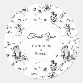 Elegante Vintage Toile Cupido Engelen Bedankt Ronde Sticker
