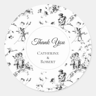 Elegante Vintage Toile Cupido Engelen Bedankt Ronde Sticker