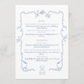 Elegante vintage Toile de Jouy frame teddybeer Menu (Achterkant)
