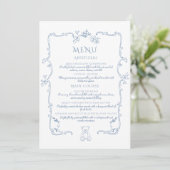 Elegante vintage Toile de Jouy frame teddybeer Menu (Staand voorkant)