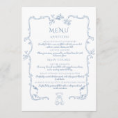 Elegante vintage Toile de Jouy frame teddybeer Menu (Voorkant)