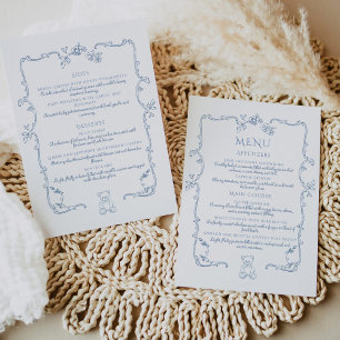 Elegante vintage Toile de Jouy frame teddybeer Menu