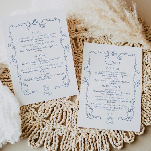Elegante vintage Toile de Jouy frame teddybeer Menu