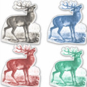 Elegante vintage toile herten set van vier sticker (Voorkant)