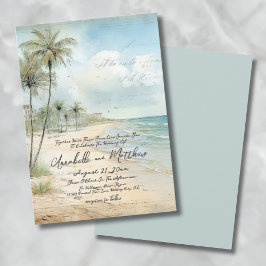 Elegante Vintage Tropische Strand Bruiloft Kaart