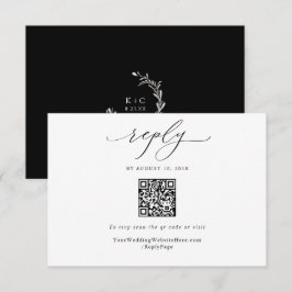 Elegante Vintage Trouw-QR-code Eenvoudig RSVP Kaartje