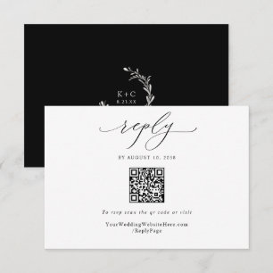 Elegante Vintage Trouw-QR-code Eenvoudig RSVP Kaartje