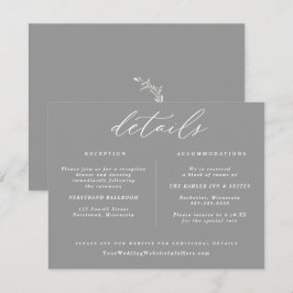 Elegante Vintage Trouwdetailskaart Grijs Informatiekaartje
