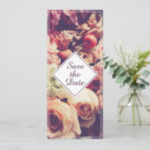 Elegante Vintage Trouwkaart, Bloem Motief (Staand voorkant)