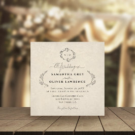 Elegante Vintage Trouwkaart met Eenvoudig Design Vierkante Visitekaartje
