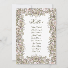 Elegante vintage trouwstoelindeling kaart