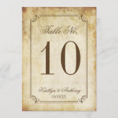 Elegante Vintage Trouwtafel Aantal Kaarten (Achterkant)