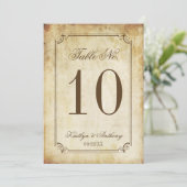 Elegante Vintage Trouwtafel Aantal Kaarten (Staand voorkant)