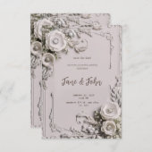 Elegante vintage trouwuitnodiging kaart (Voorkant / Achterkant)